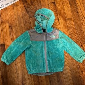 North face 12-18 month teal fleece jacket